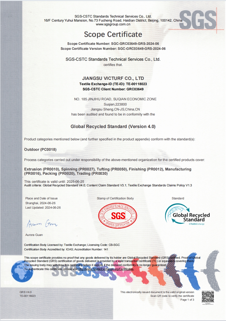 GRS certificate